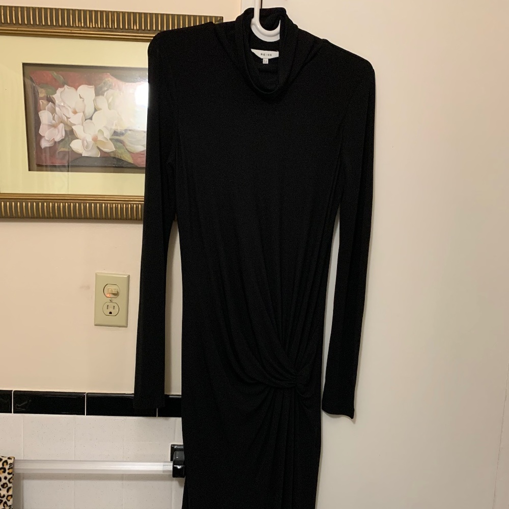 NWT REISS BLACK FREYA TWIST FRONT MIDI BODYCON DRESS - SIZE 8 - Picture 6 of 16